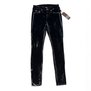 True Religion black metallic skinny jeans brand new